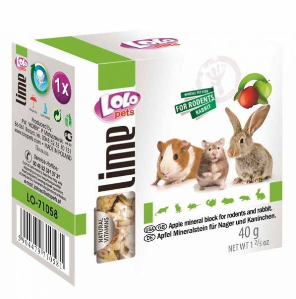 картинка LoLo pets Минеральный камень для грызунов и кроликов с яблоком от ЗОО-магазина К-9