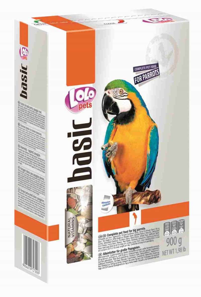 картинка LoLo Pets, Parrots Food Complete, корм для крупных попугаев от ЗОО-магазина К-9