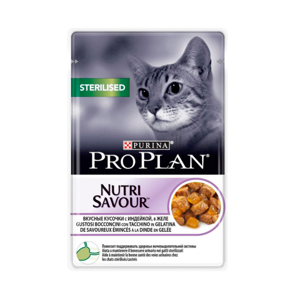картинка Purina Pro Plan для стерилизованных кошек и кастрированных котов, индейка, пауч от ЗОО-магазина К-9