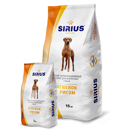картинка SIRIUS корм для взрослых собак с Ягнёнком и рисом от ЗОО-магазина К-9