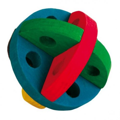 картинка Игрушка для кроликов и мелких грызунов, деревянный мячик, с отверстиями для лакомства от ЗОО-магазина К-9