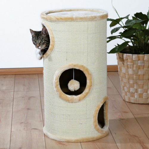 картинка Башня-домик для кошек. 3 этажа. Место для сна и когтеточка с игрушкой на резинке от ЗОО-магазина К-9