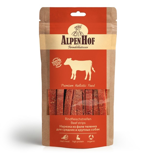 картинка AlpenHof Нарезка из филе теленка для средних и крупных собак от ЗОО-магазина К-9