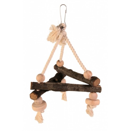 картинка Игрушка для птиц,с веревками и шариками,  из натурального дерева, от ЗОО-магазина К-9