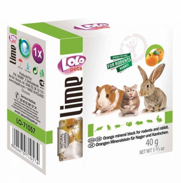 картинка LoLo pets Минеральный камень для грызунов и кроликов с апельсином от ЗОО-магазина К-9