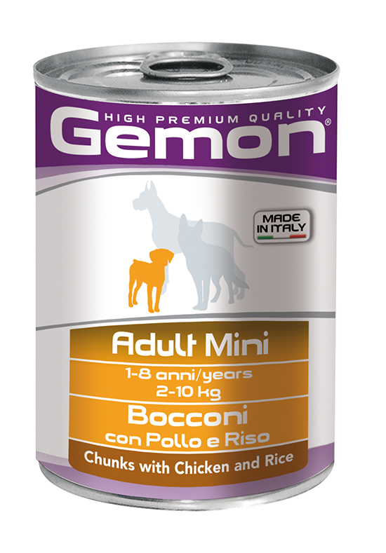 картинка Gemon Dog Mini Adult кусочки курицы c рисом для взрослых собак мелких пород от ЗОО-магазина К-9