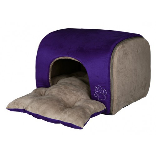 картинка Спальный домик для кошек и мелких пород собак, материал под замшу, со съемной подушкой от ЗОО-магазина К-9