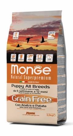 картинка MONGE All Breeds Grain Free Puppy & Junior Duck от ЗОО-магазина К-9