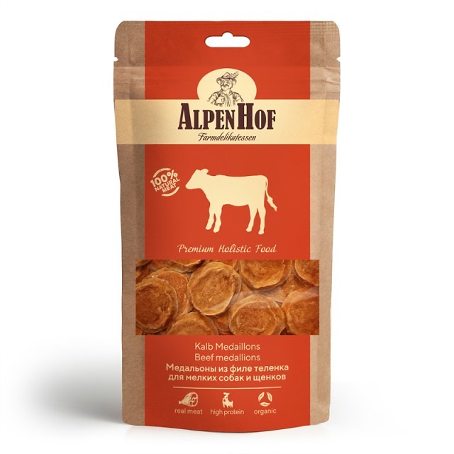 картинка AlpenHof Медальоны из филе теленка для мелких собак и щенков от ЗОО-магазина К-9