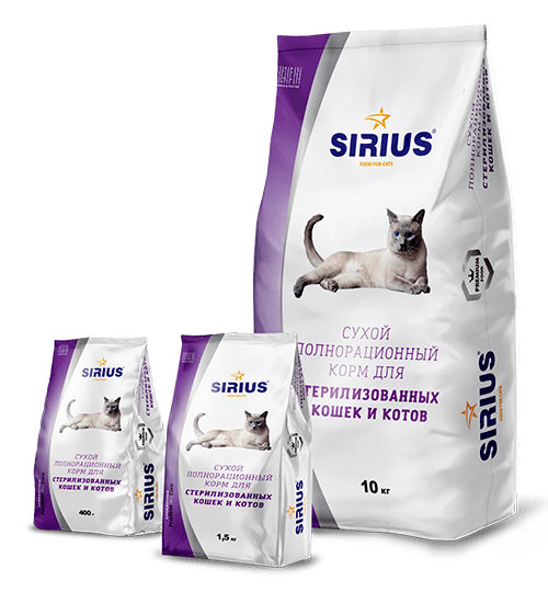 картинка Sirius корм для стерилизованных кошек и котов от ЗОО-магазина К-9