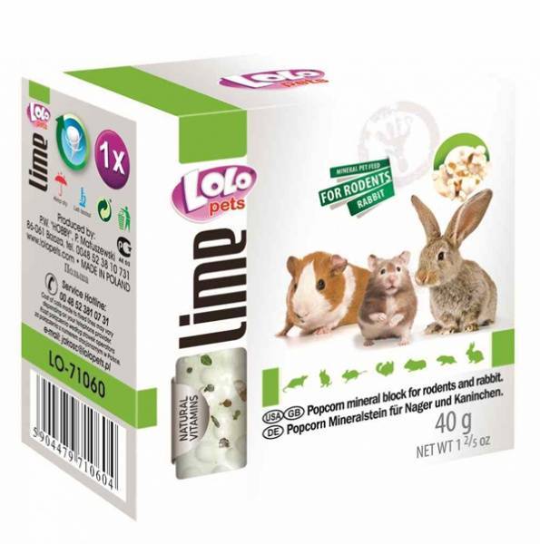 картинка LoLo pets Минеральный камень для грызунов и кроликов попкорн от ЗОО-магазина К-9