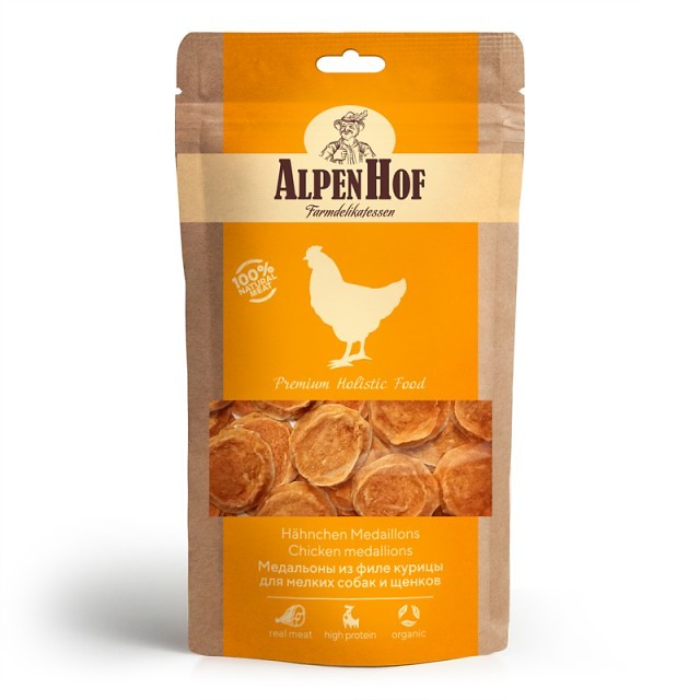 картинка AlpenHof Медальоны из филе курицы для мелких собак и щенков от ЗОО-магазина К-9