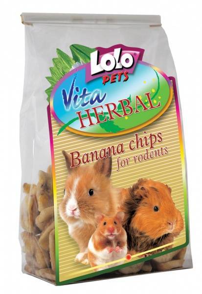 картинка LoLo pets HERBAL для грызунов и кроликов банановые чипсы  от ЗОО-магазина К-9