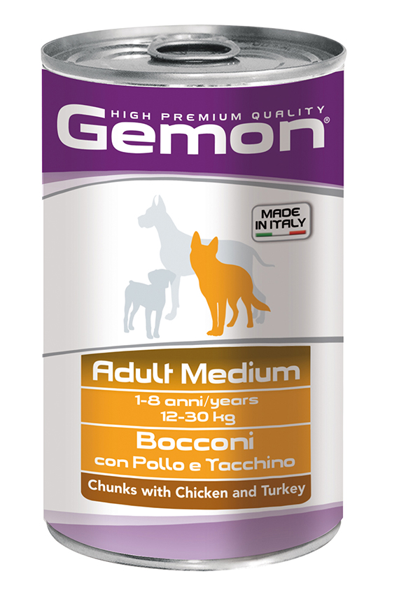 картинка Gemon Dog Medium Adult кусочки курицы и индейки для собак средних пород от ЗОО-магазина К-9
